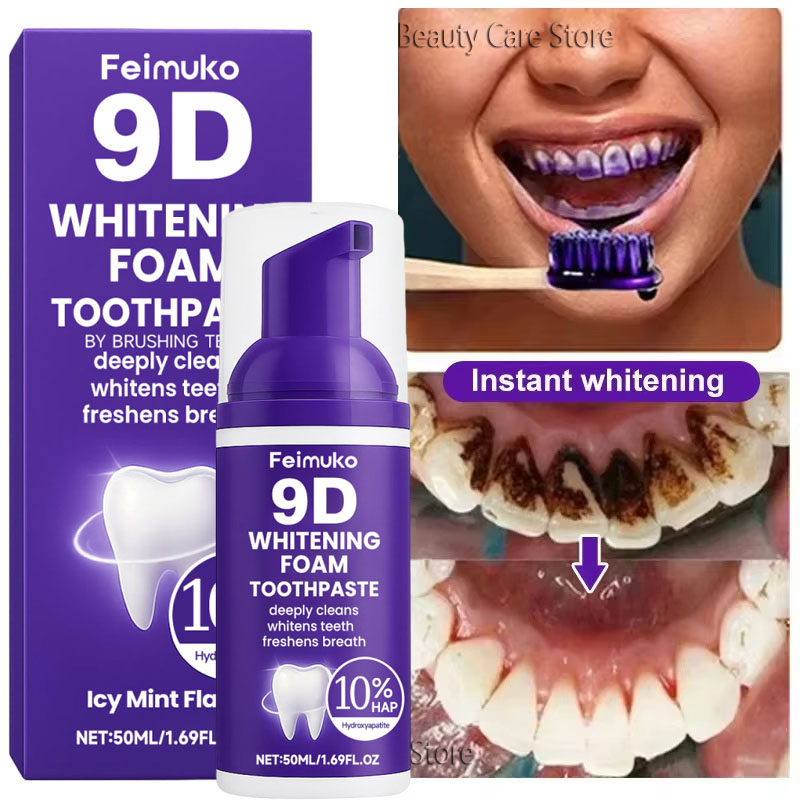 Teeth Whitening Natural - معجون أسنان 9D بنفسجي لتبييض الأسنان،