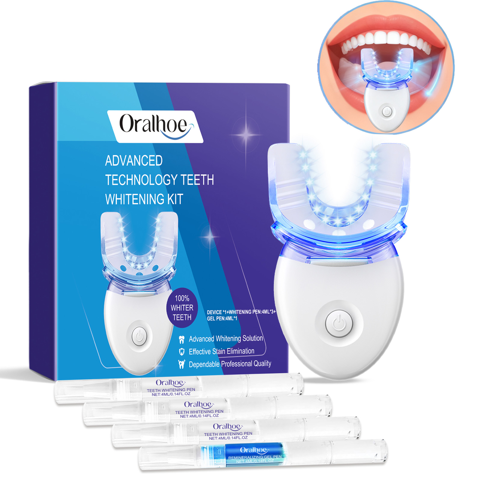 Teeth Whitening Paste - طقم إضاءة LED لتبييض الأسنان الاحترافي